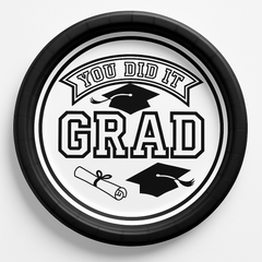 "You Did It Grad" Round Paper Dessert Plates - 6.75", 20-Pack