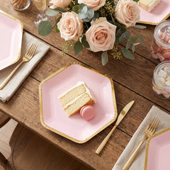 Rose Gold Hexagon Metallic Paper Plates - 7"