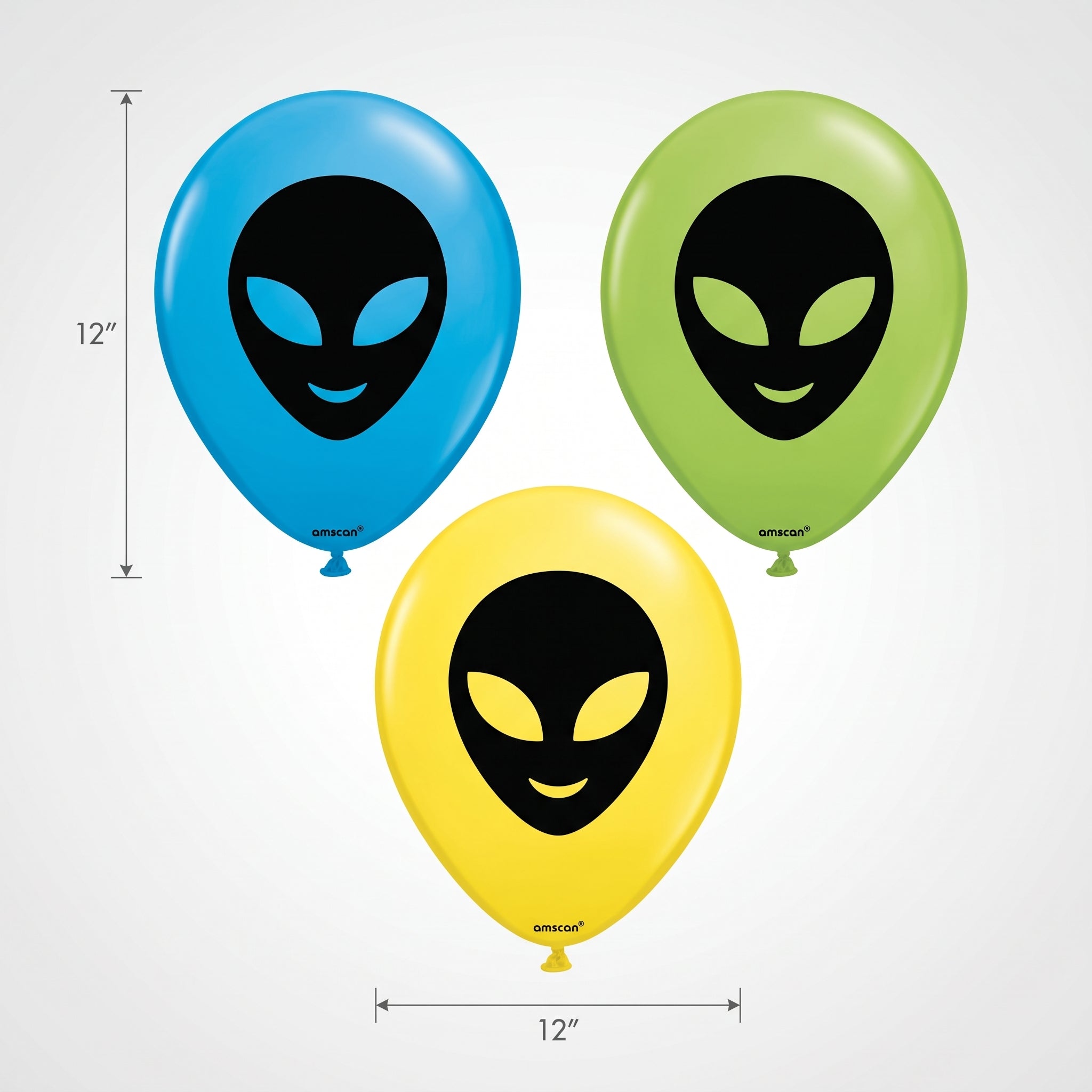 Blast Off Alien Latex Balloons - 12 Inch, 15 Pack
