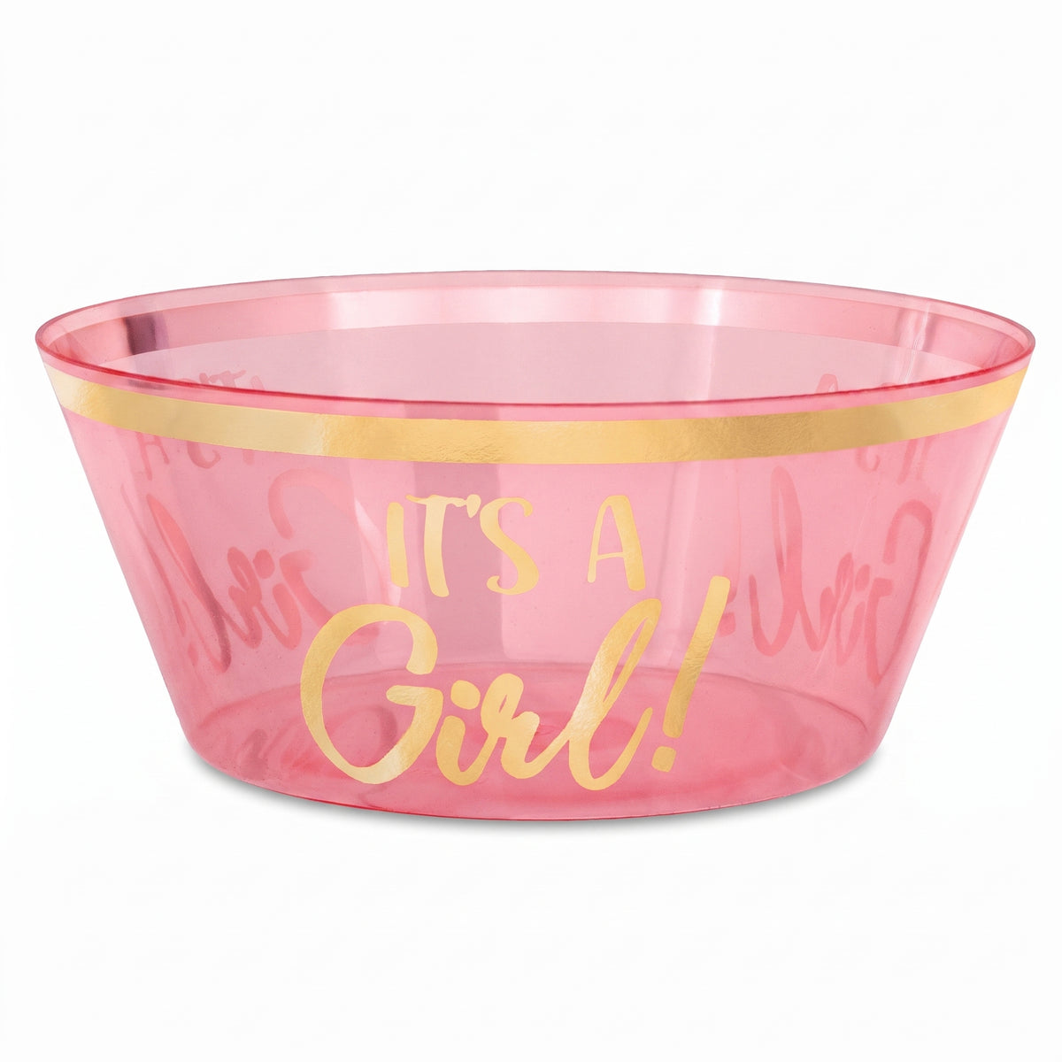 "It's a Girl" Pink & Gold Plastic Serving Bowl - 10"