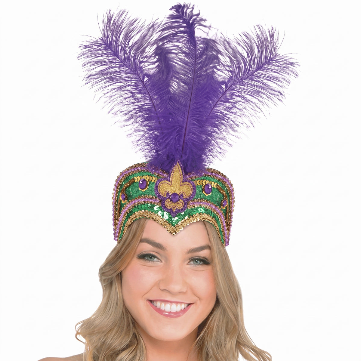 Feathered Jeweled Masquerade Headband