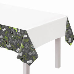 Level Up Gaming Theme Plastic Table Cover for Kids Birthday Parties