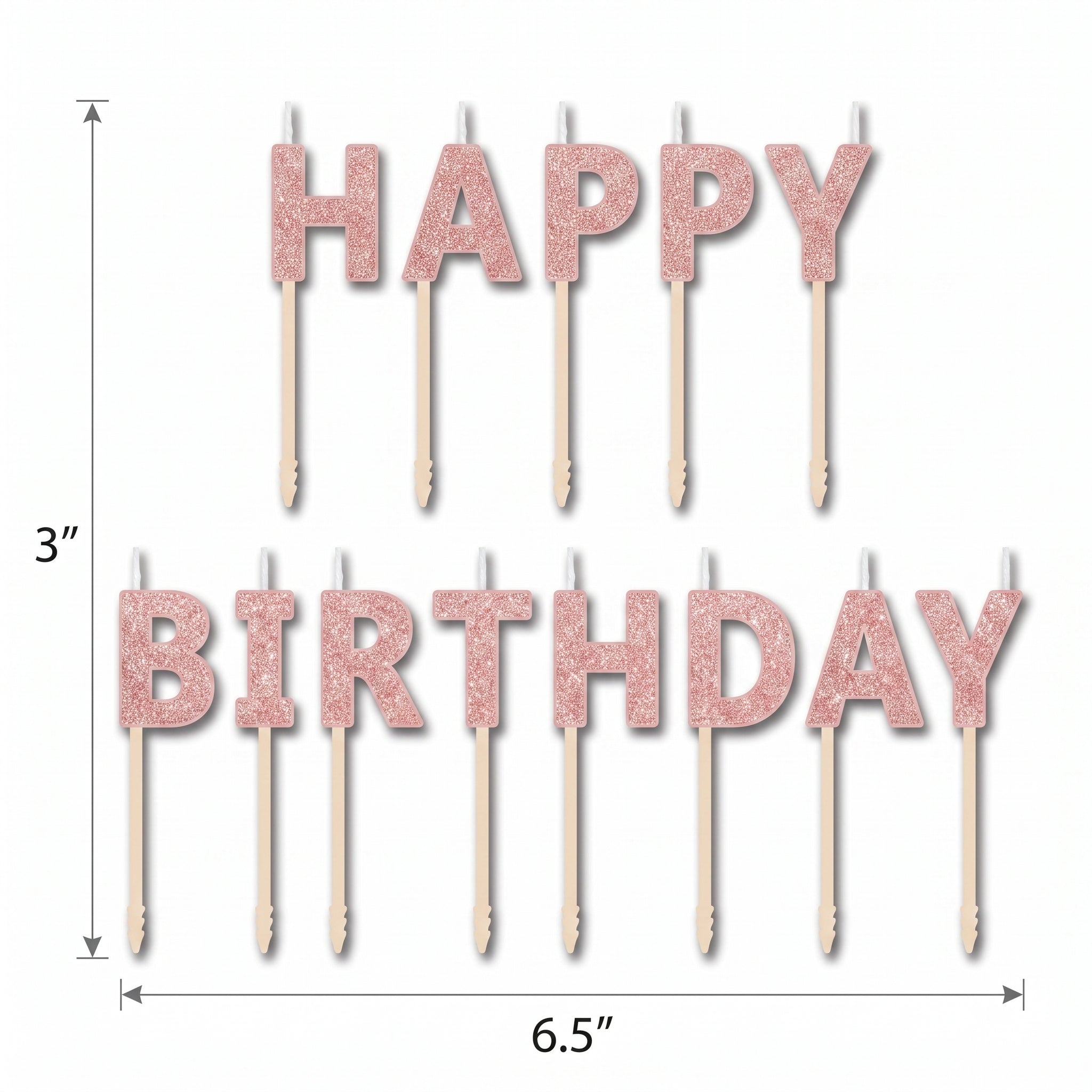 Glitter Blush "Happy Birthday" Toothpick Candle Set
