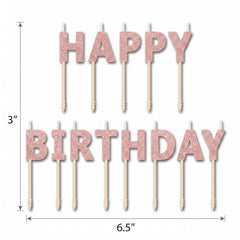 Glitter Blush "Happy Birthday" Toothpick Candle Set