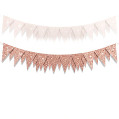 Rose Gold Mini Sparkle Paper Pennant Banner