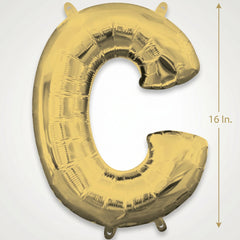 Gold Foil Letter C Balloon - Air-Filled Metallic Decor