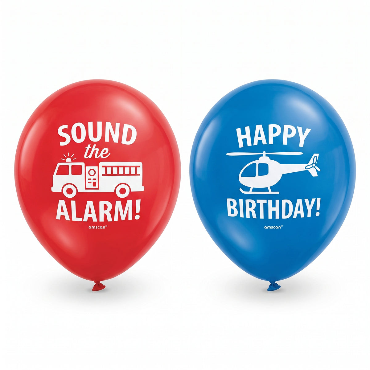 First Responders Latex Birthday Balloons - Red & Blue, 12-Inch, 6-Pack