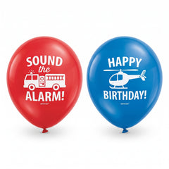 First Responders Latex Birthday Balloons - Red & Blue, 12-Inch, 6-Pack