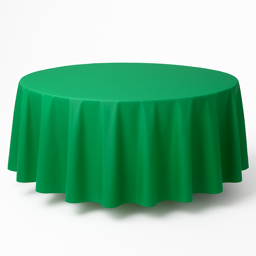 Festive Green Round Plastic Table Cover - 84"