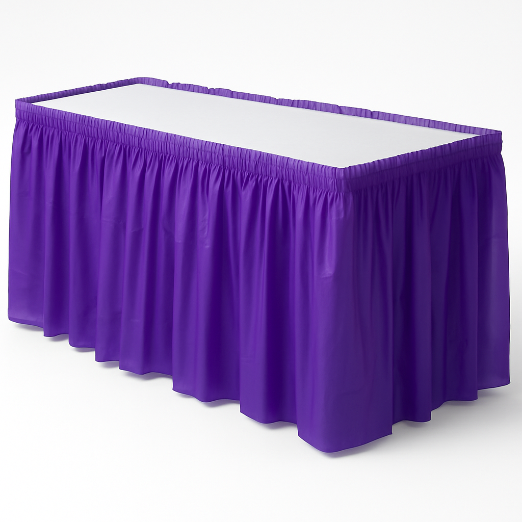 Elegant Purple Plastic Table Skirt