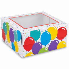 Colorful Birthday Cake Box with Viewing Window, 12"x12"x6"