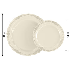 Ivory Victorian Design Plates | Combo Pack 40/40