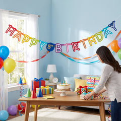 Customizable Rainbow Celebration Birthday Banner