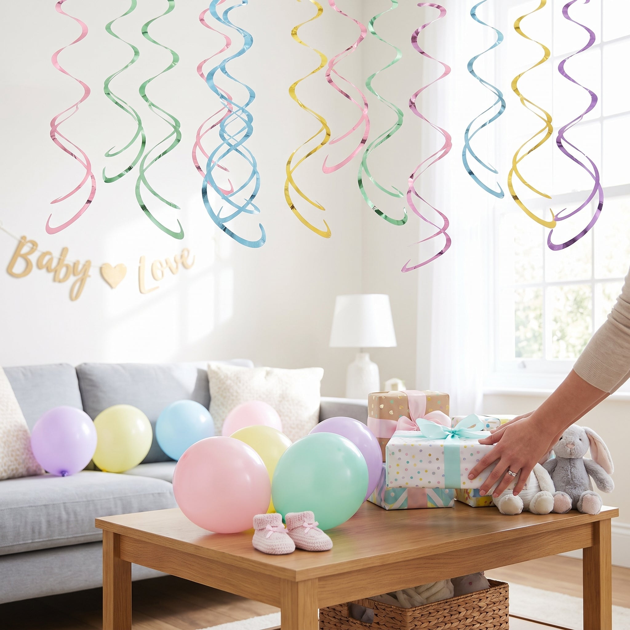 Pastel & Gold Swirl Hanging Decorations, 22-in, 12-Pack