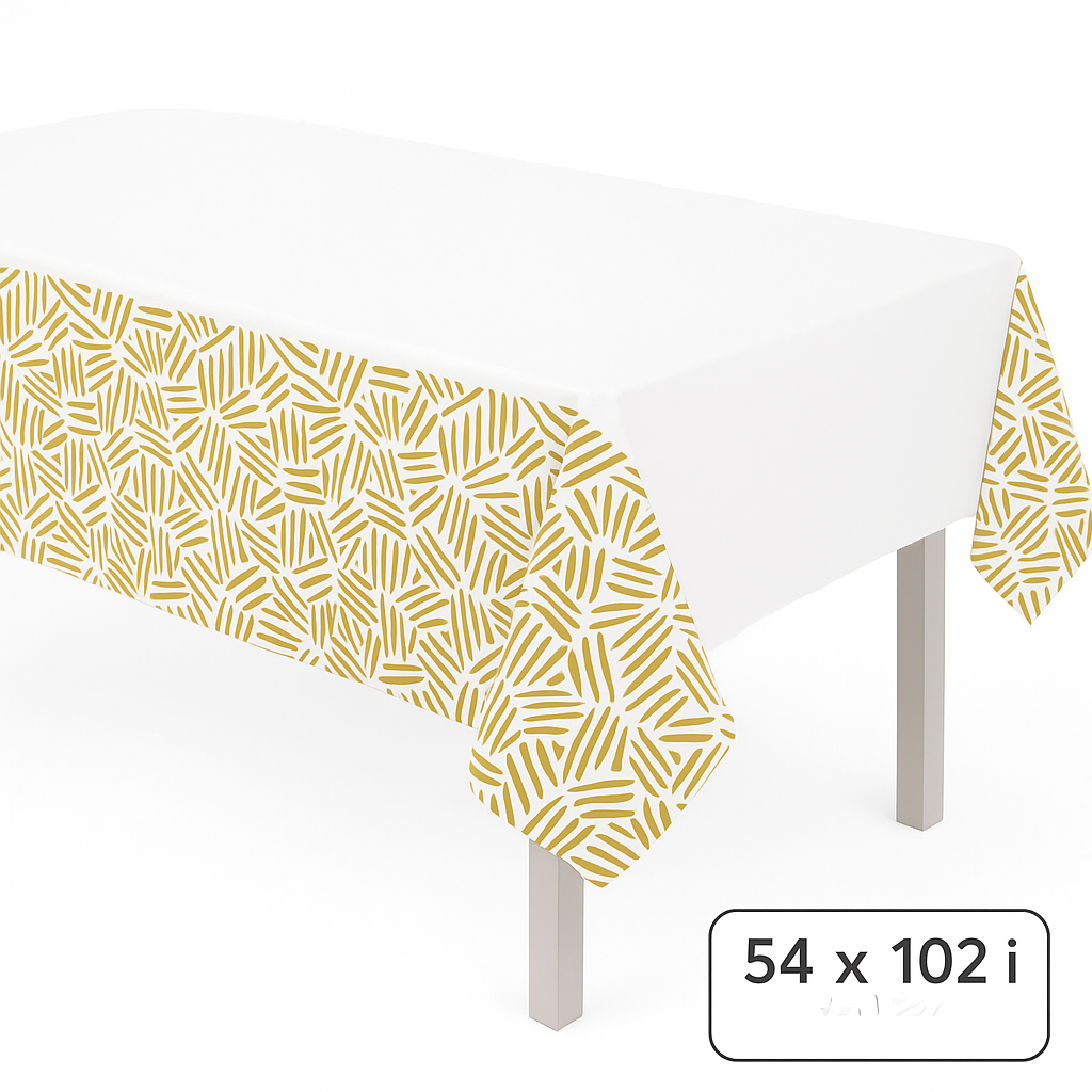 Elegant Gold Motif Plastic Table Cover - 54" x 102"
