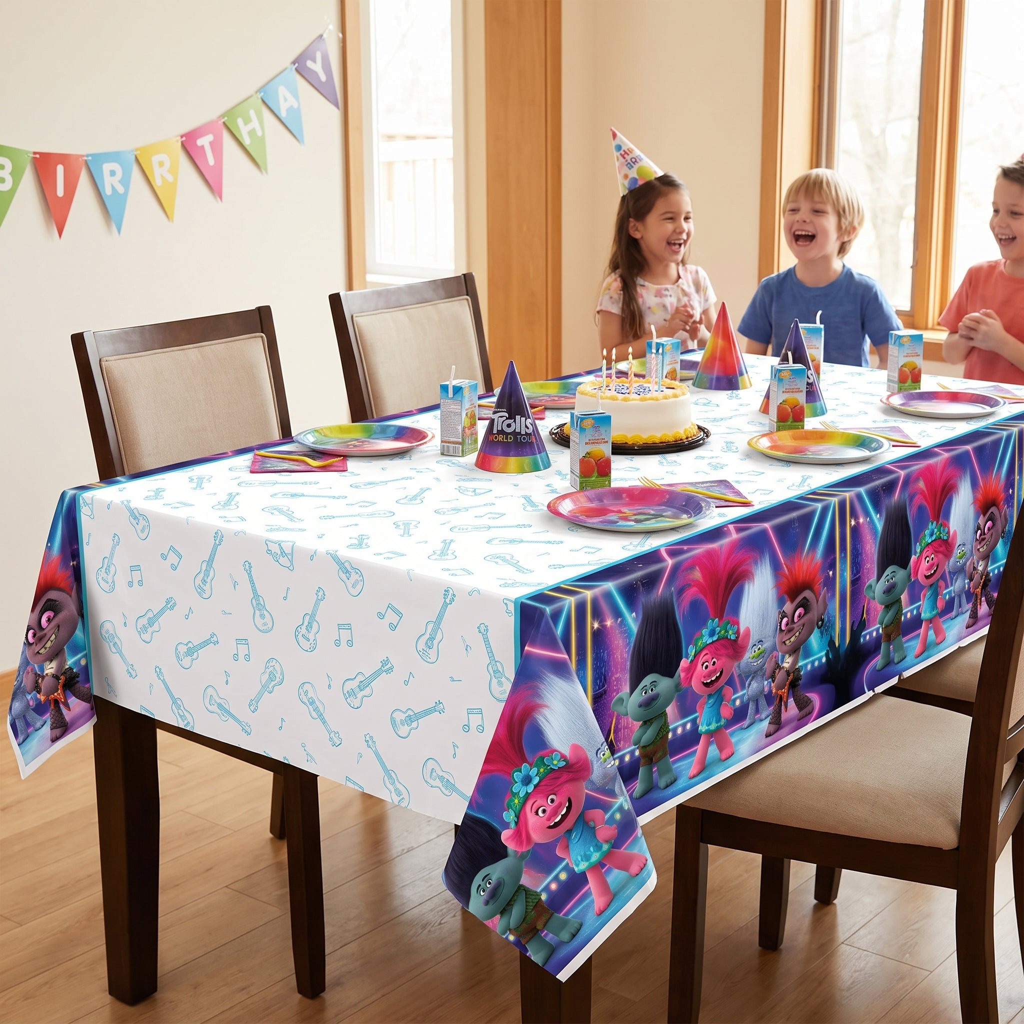 Trolls World Tour Reusable Plastic Table Cover - 54x96 in