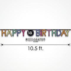 Neon Happy Birthday Banner with Customizable Age