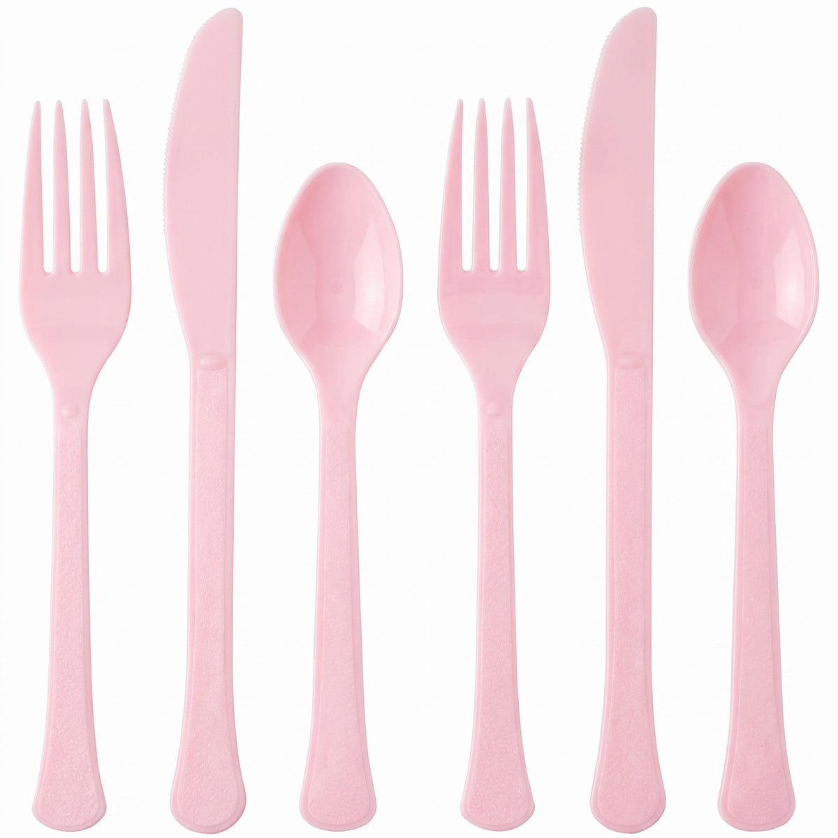 New Pink Heavyweight Plastic Cutlery Set - 24 Pieces