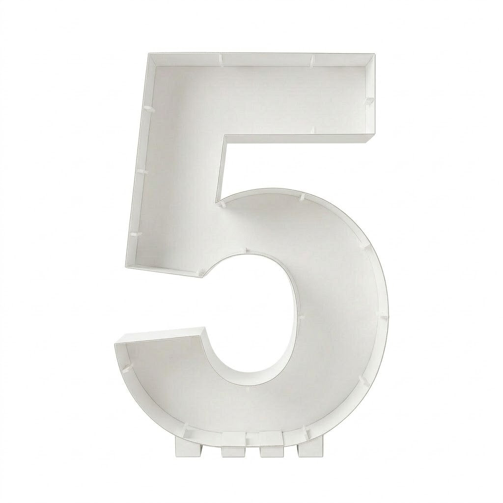 White Number "5" Balloon Mosaic Frame Kit | 33"