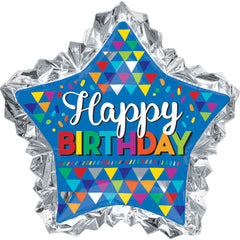 Colorful Ruffle Star Happy Birthday Foil Balloon