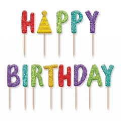 Glittery "Happy Birthday" Candle Picks