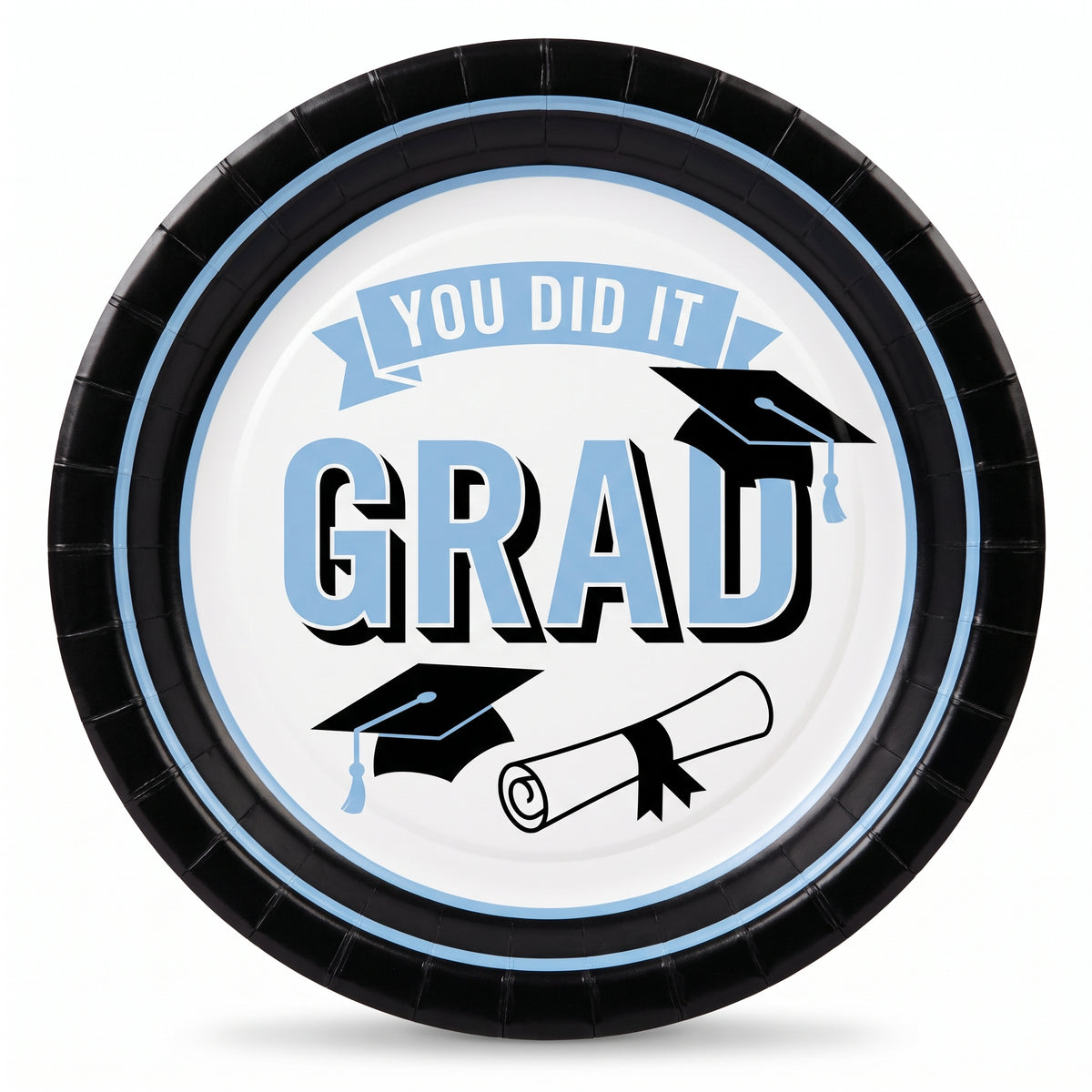 True to Your School Graduation Paper Plates, 6.75-Inch, Powder Blue, 20-Pack