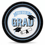 True to Your School Graduation Paper Plates, 6.75-Inch, Powder Blue, 20-Pack