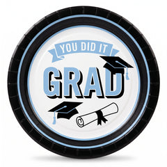 True to Your School Graduation Paper Plates, 6.75-Inch, Powder Blue, 20-Pack