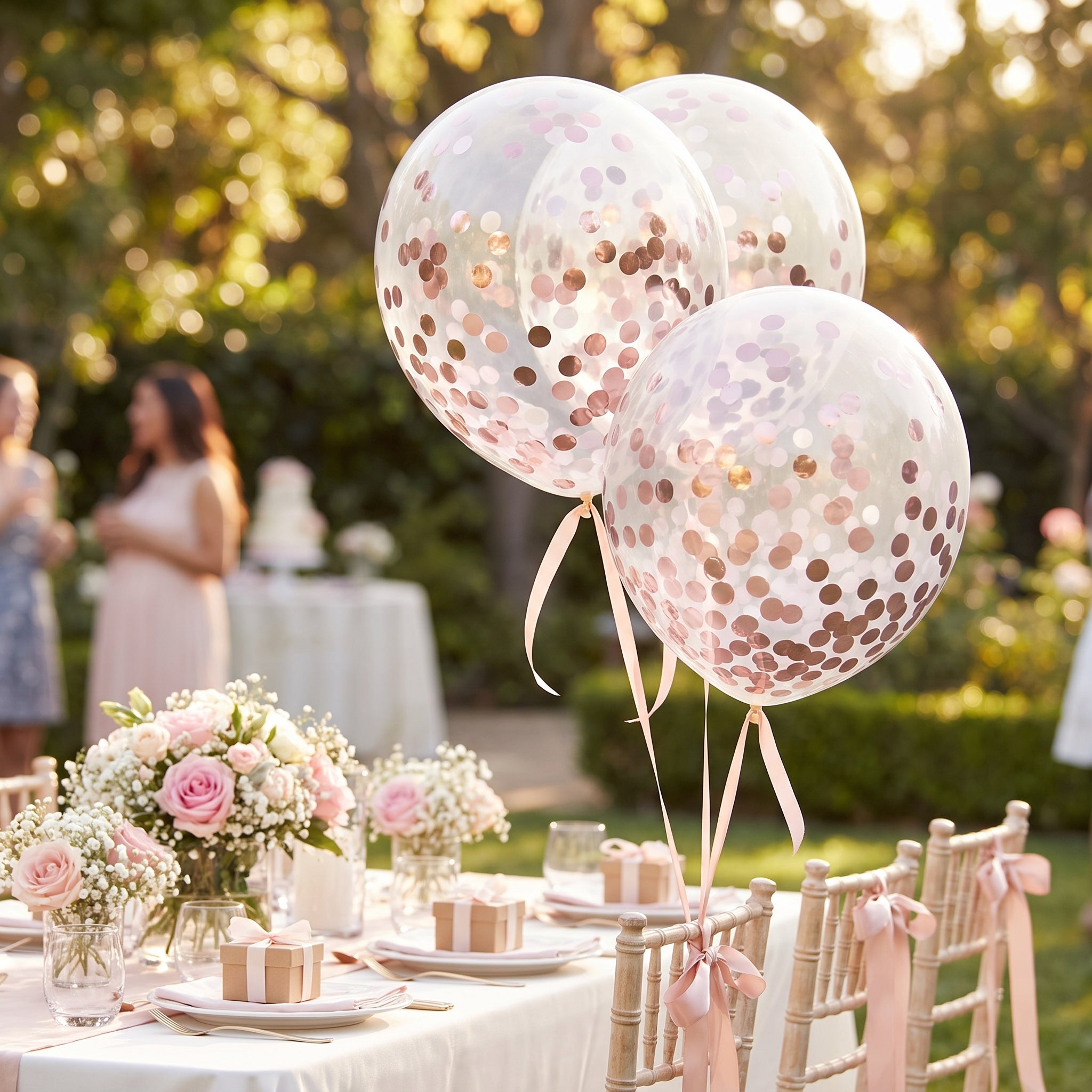 Rose Gold Confetti Latex Balloons, 24-Inch, 2-Pack