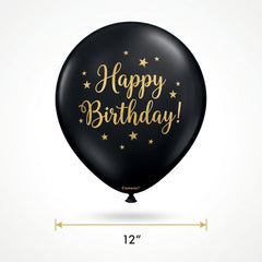 Gold Birthday Printed Latex Balloons