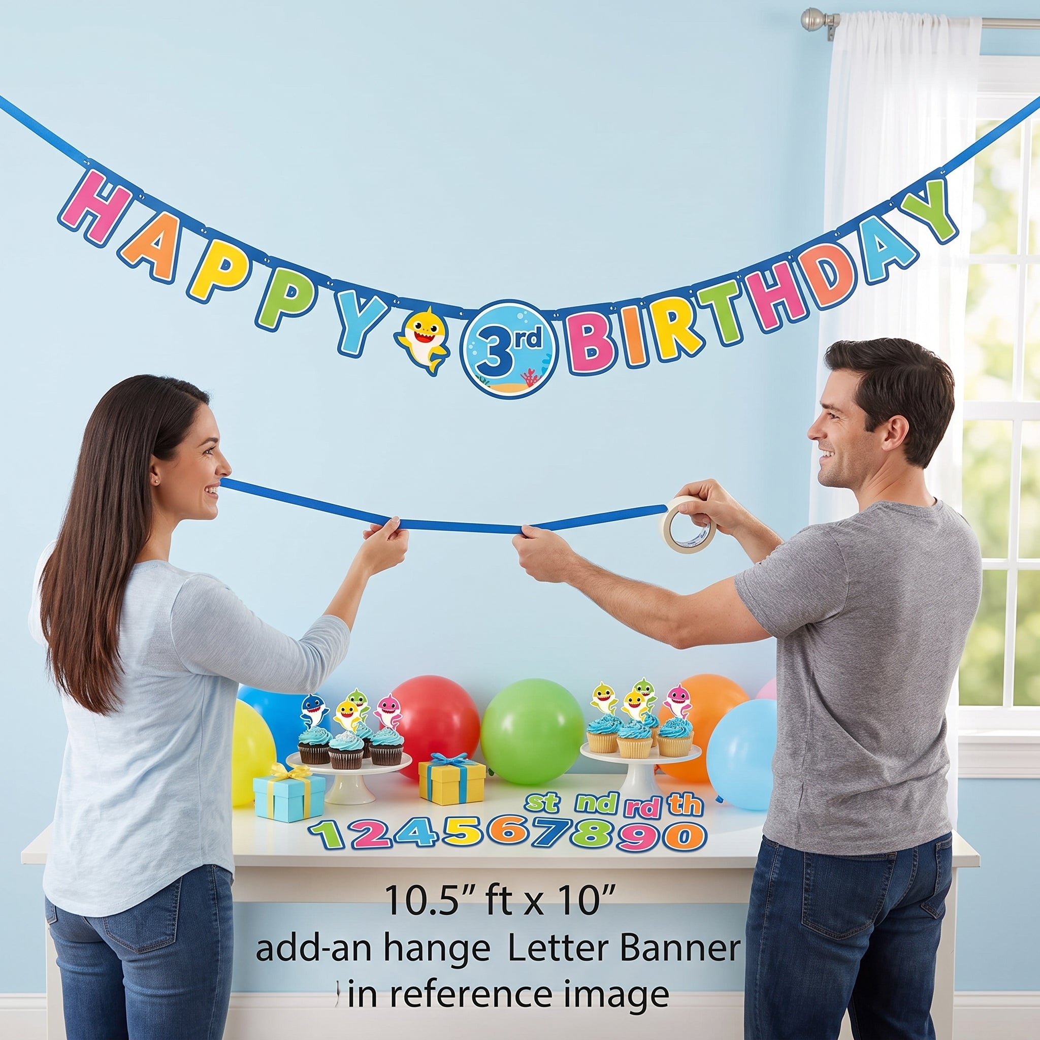 Baby Shark Jumbo "Happy Birthday" Add-An-Age Letter Banner