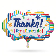 Colorful "Thanks for All You Do" Foil Balloon