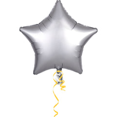 Satin Platinum Star Foil Balloon - 18 Inches