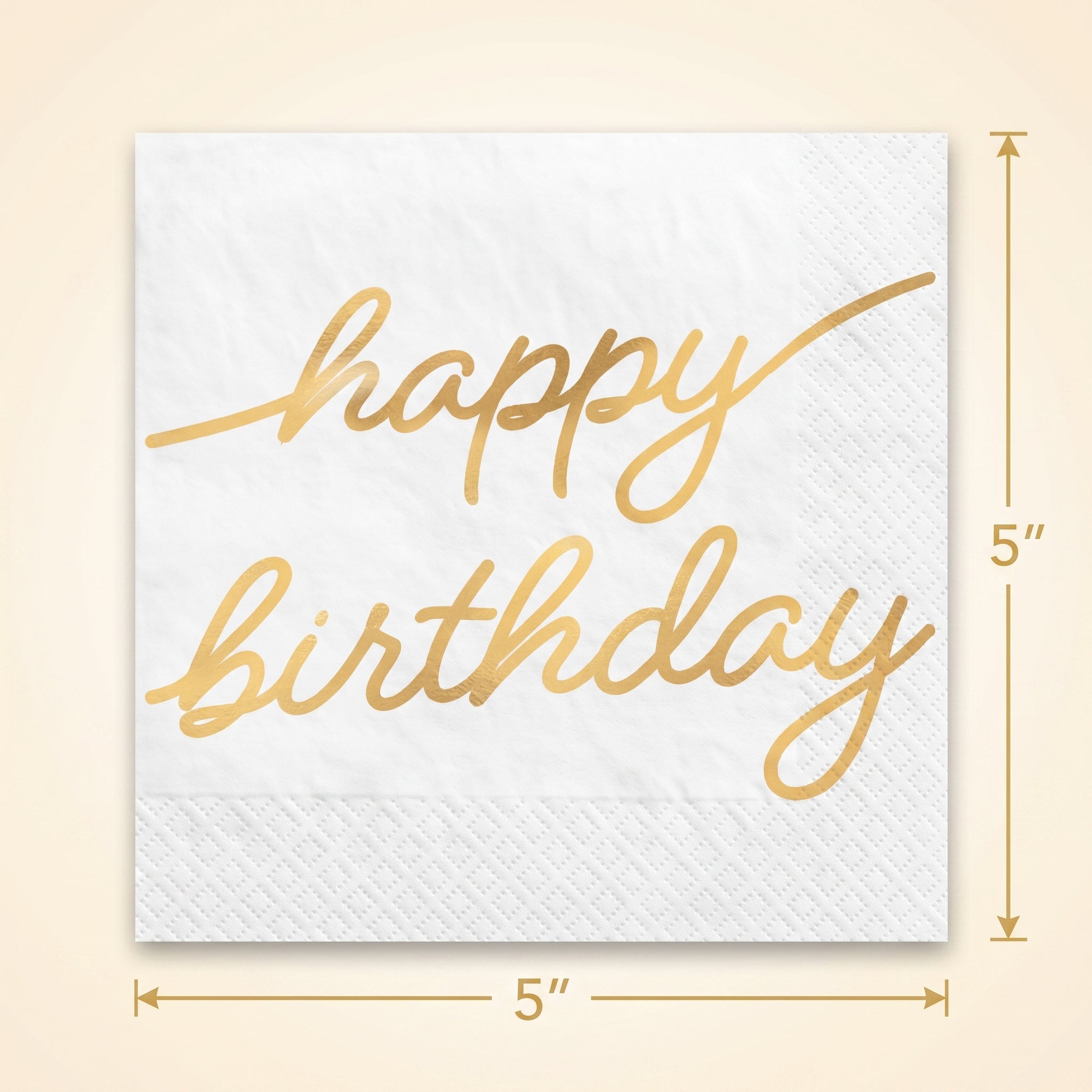 Golden Age "Happy Birthday" Gold Foil Beverage Napkins, 16-Pack - 5 In. X 5 In.