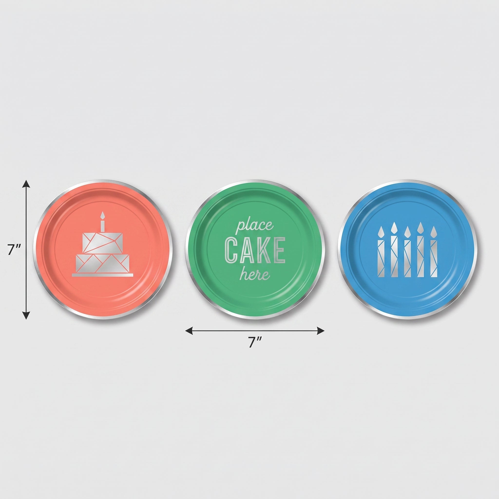 Modern Birthday Dessert Plates, 7-Inch, 8-Pack