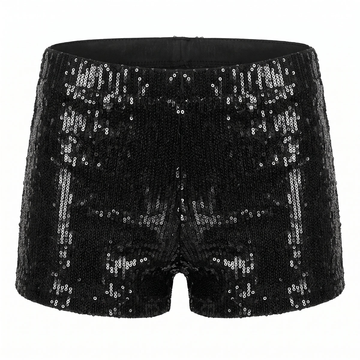 Women's Black Sequin Boy Shorts - L/XL