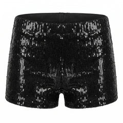 Women's Black Sequin Boy Shorts - L/XL