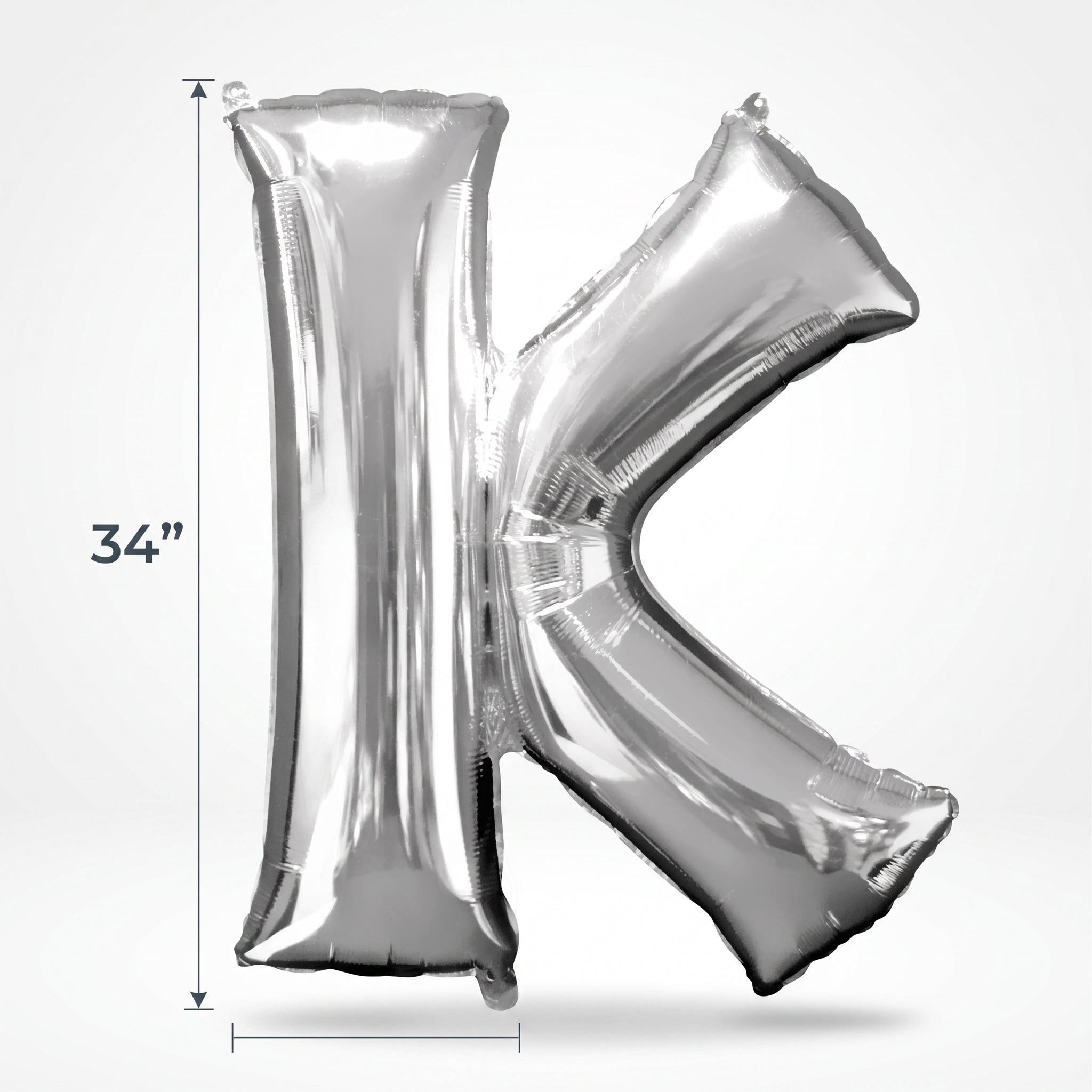 Silver Letter "K" Foil Balloon - Metallic Super Shape