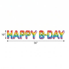 Rainbow Happy B-Day Foil Air-Filled Balloon Set