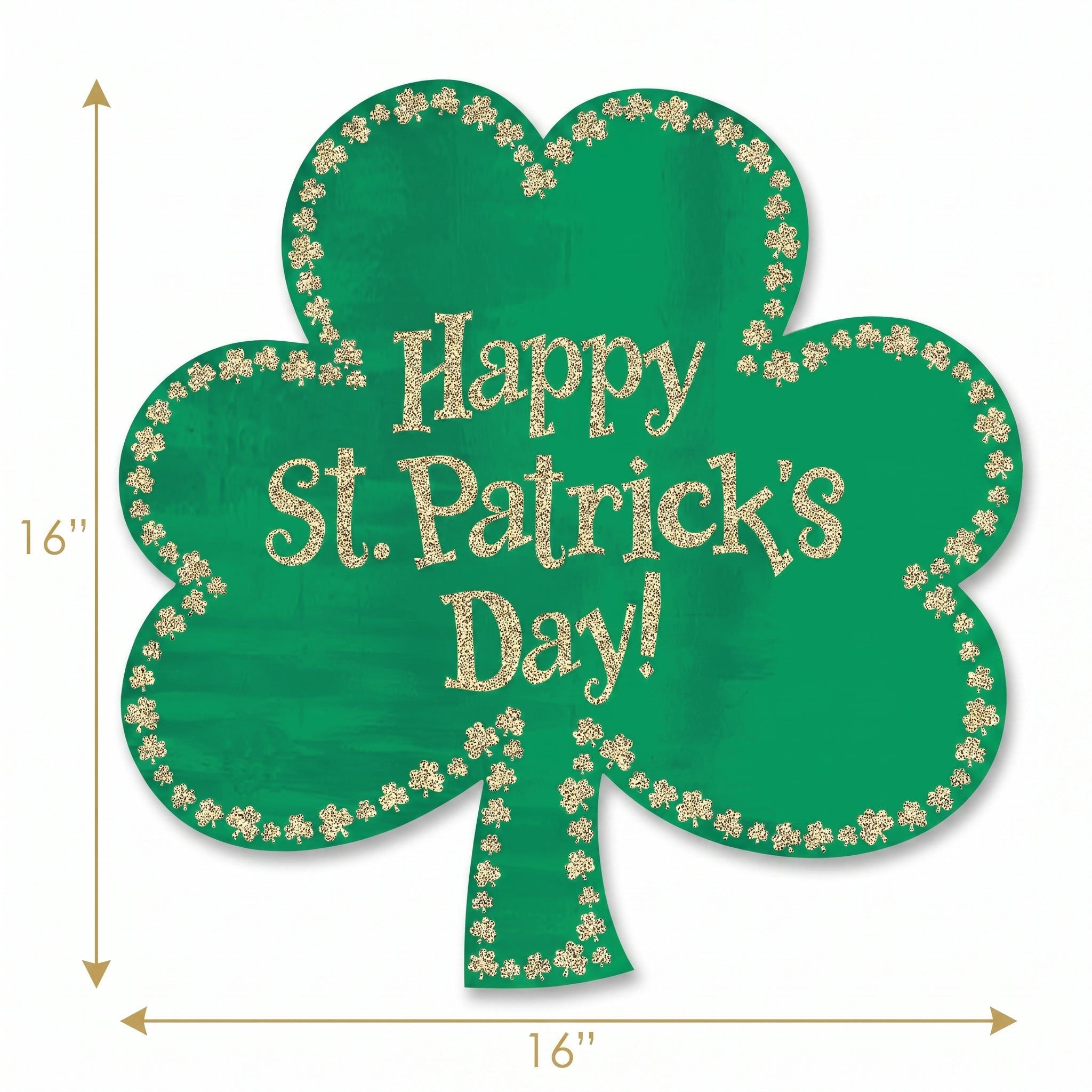 St. Patrick's Day Glitter Shamrock Wall Cutout Decoration, 16-Inch