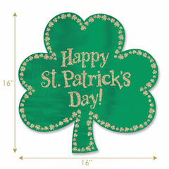 St. Patrick's Day Glitter Shamrock Wall Cutout Decoration, 16-Inch
