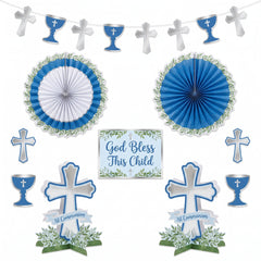 Blue Sacraments Communion Room Decor Kit - 10 Piece Set for Religious Celebrations