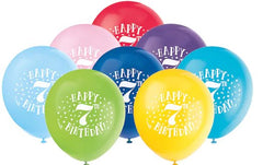 8ct, 12" 7Th Happy Birthday Printed Latex Balloon