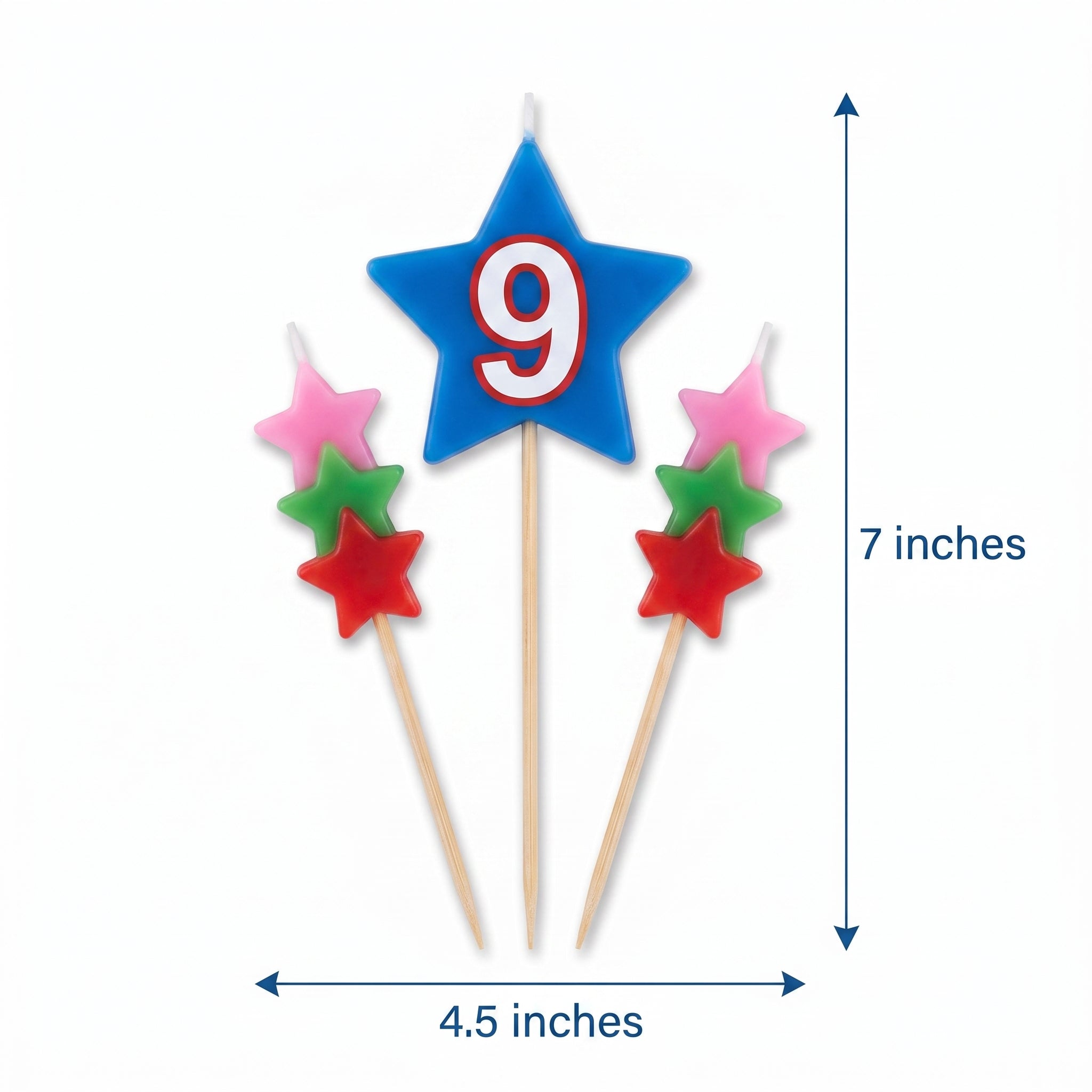 Star-Shaped Number 9 Birthday Toothpick Candle Set