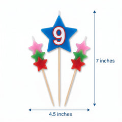 Star-Shaped Number 9 Birthday Toothpick Candle Set