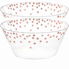 Rose Gold Polka Dot Large Plastic Serving Bowl - 116 Oz.