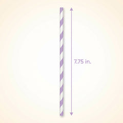 Lavender Striped Paper Straws - 7.75 in.