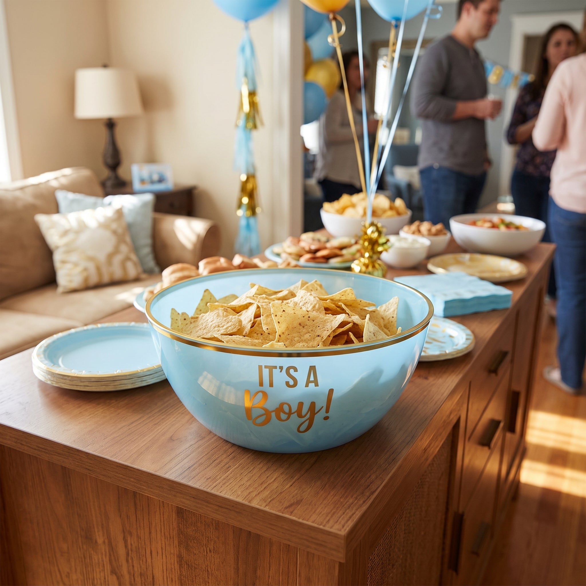 "It's a Boy" Blue and Gold Plastic Serving Bowl - 10-Inch