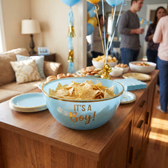 "It's a Boy" Blue and Gold Plastic Serving Bowl - 10-Inch