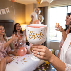 "Bride" Gemstone-Accented Goblet Cup, White, 26 oz
